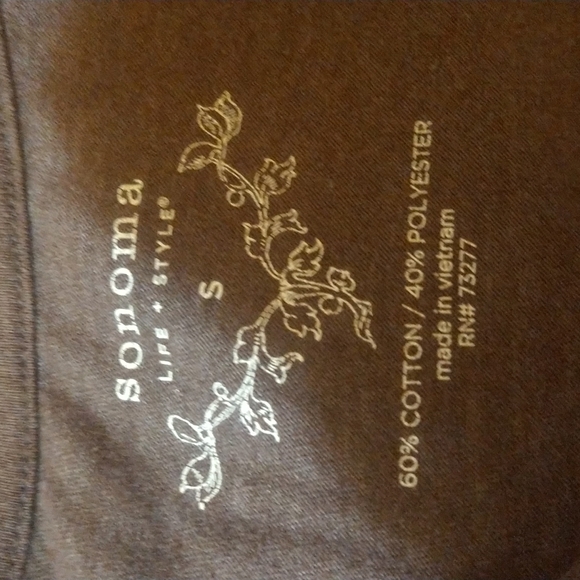 Woman's V Neck Blouse/Shirt Sonoma Life +Style Brown Small - Picture 2 of 8
